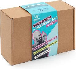 Jackson Galaxy Whiskerware Ceramic Oval Elevated Cat Bowl, White/Blue, Small: 1-cup slide 2 of 6