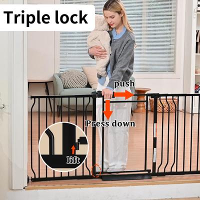 Show full view: WAOWAO Triple Lock Adjustable Baby Gate with Clear Acrylic Panel, Black, 29 to 37-in slide 3 of 10