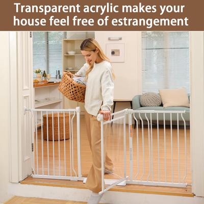 Show full view: WAOWAO Triple Lock Adjustable Baby Gate with Clear Acrylic Panel, White, 29 to 37-in slide 4 of 10