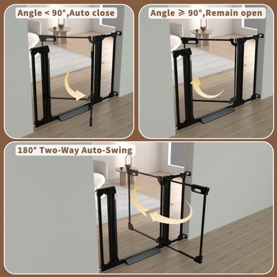 Show full view: WAOWAO 40-in Tall Auto-Close Dual-Lock Clear Acrylic Baby & Pet Gate, Black, 29 to 37-in slide 6 of 10