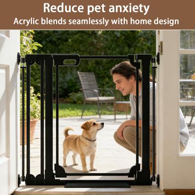 Show full view: WAOWAO 40-in Tall Auto-Close Dual-Lock Clear Acrylic Baby & Pet Gate, Black, 29 to 37-in slide 4 of 10