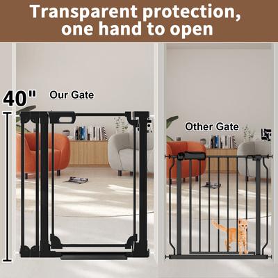 Show full view: WAOWAO 40-in Tall Auto-Close Dual-Lock Clear Acrylic Baby & Pet Gate, Black, 29 to 37-in slide 2 of 10