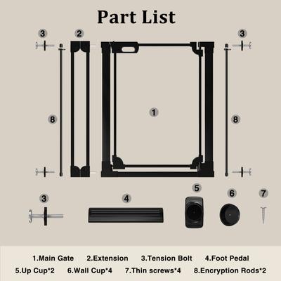 Show full view: WAOWAO 40-in Tall Auto-Close Dual-Lock Clear Acrylic Baby & Pet Gate, Black, 29 to 37-in slide 7 of 10