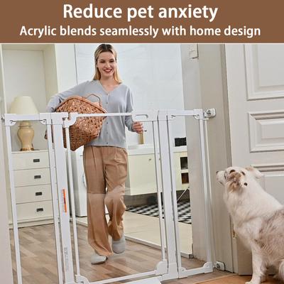 Show full view: WAOWAO 40-in Tall Auto-Close Dual-Lock Clear Acrylic Baby & Pet Gate, White, 29 to 37-in slide 2 of 10