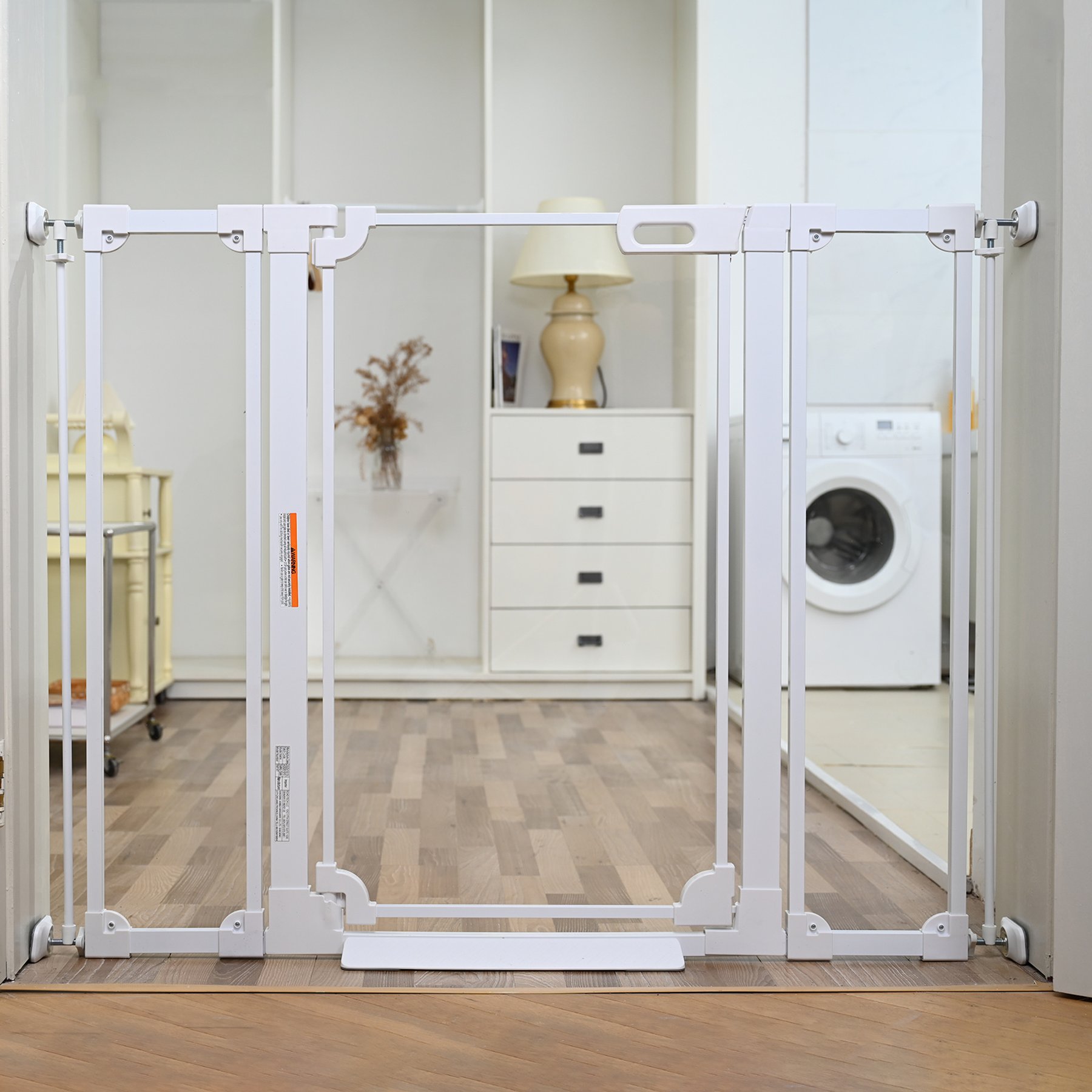 WAOWAO 40-in Tall Auto-Close Dual-Lock Clear Acrylic Baby & Pet Gate, White, 29 to 47-in