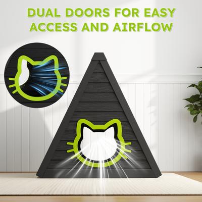 Show full view: KAMABOKO Weatherproof Polypropylene Outdoor Feral Cat House, Black slide 6 of 7