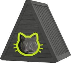 KAMABOKO Weatherproof Polypropylene Outdoor Feral Cat House, Black