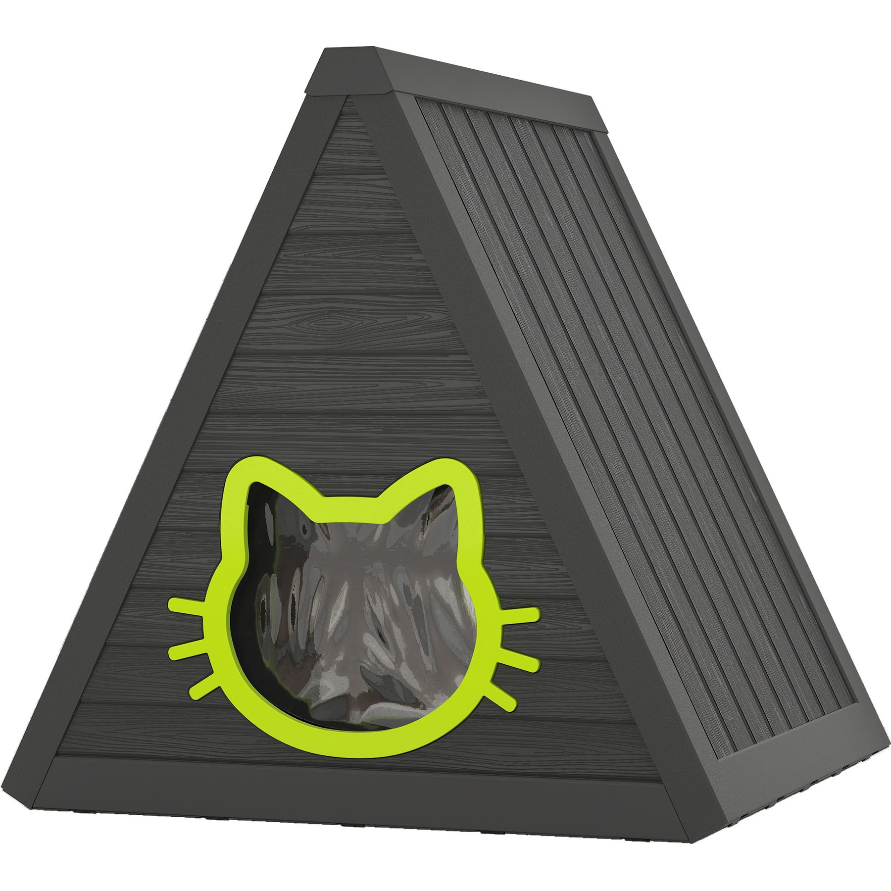 KAMABOKO Weatherproof Polypropylene Outdoor Feral Cat House, Black