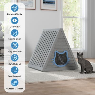 Show full view: KAMABOKO Weatherproof Polypropylene Outdoor Feral Cat House, Grey slide 4 of 6