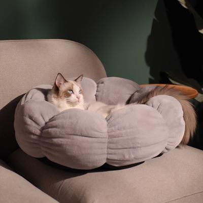 Show full view: Happy & Polly Flower Shaped Bolster Dog & Cat Bed, Grey, Medium slide 4 of 9