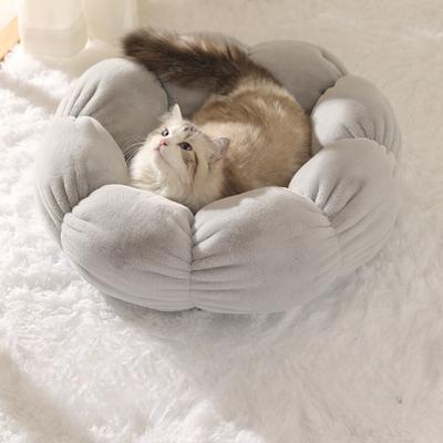 Show full view: Happy & Polly Flower Shaped Bolster Dog & Cat Bed, Grey, Medium slide 3 of 9