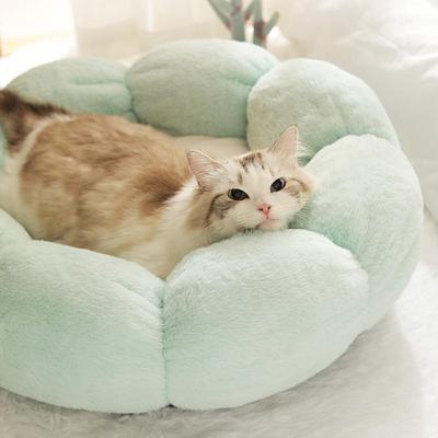 Show full view: Happy & Polly Flower Shaped Bolster Dog & Cat Bed, Green, Medium slide 3 of 11