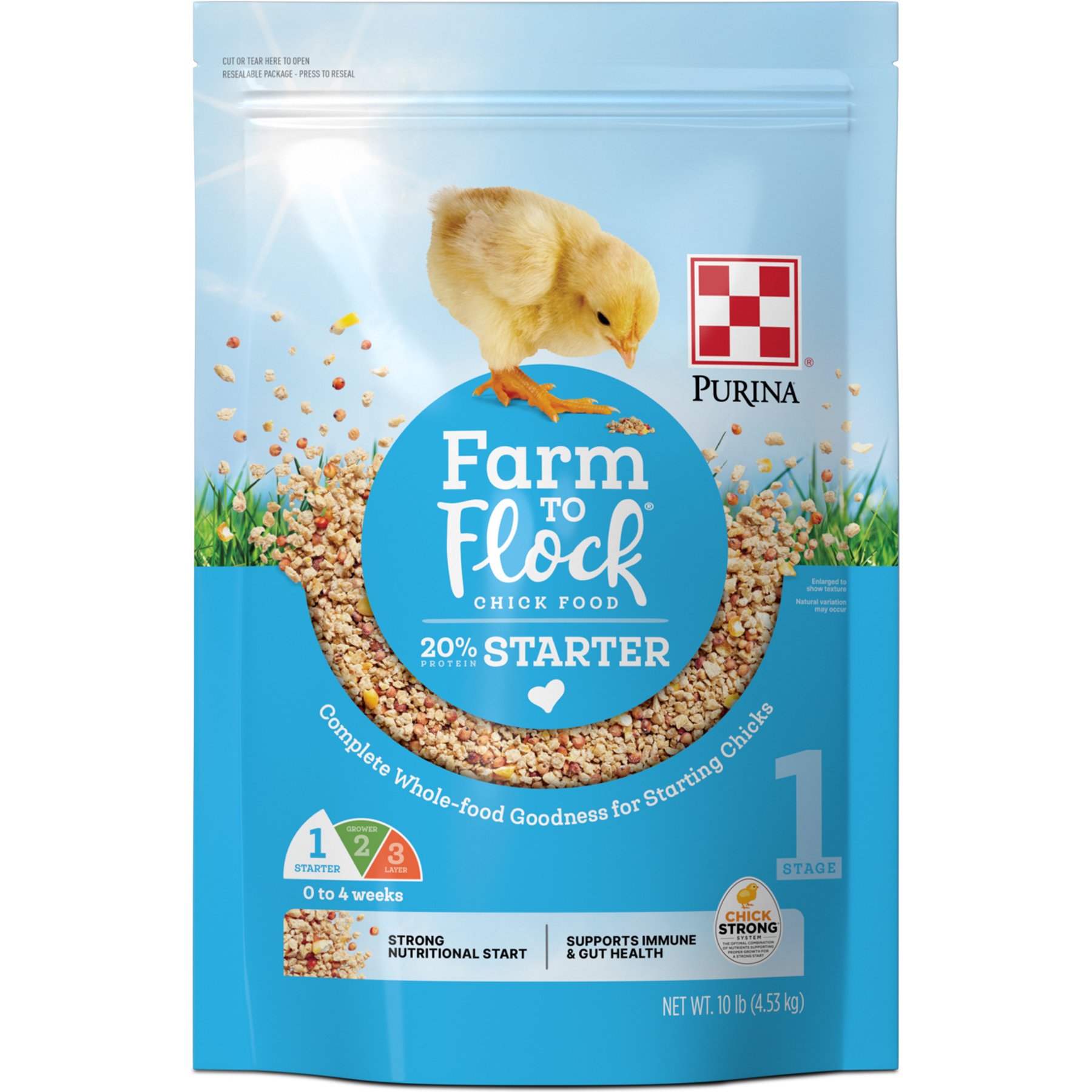 Purina Farm to Flock 20% Protein Starter Crumbles Chicken Feed, 10-lb bag