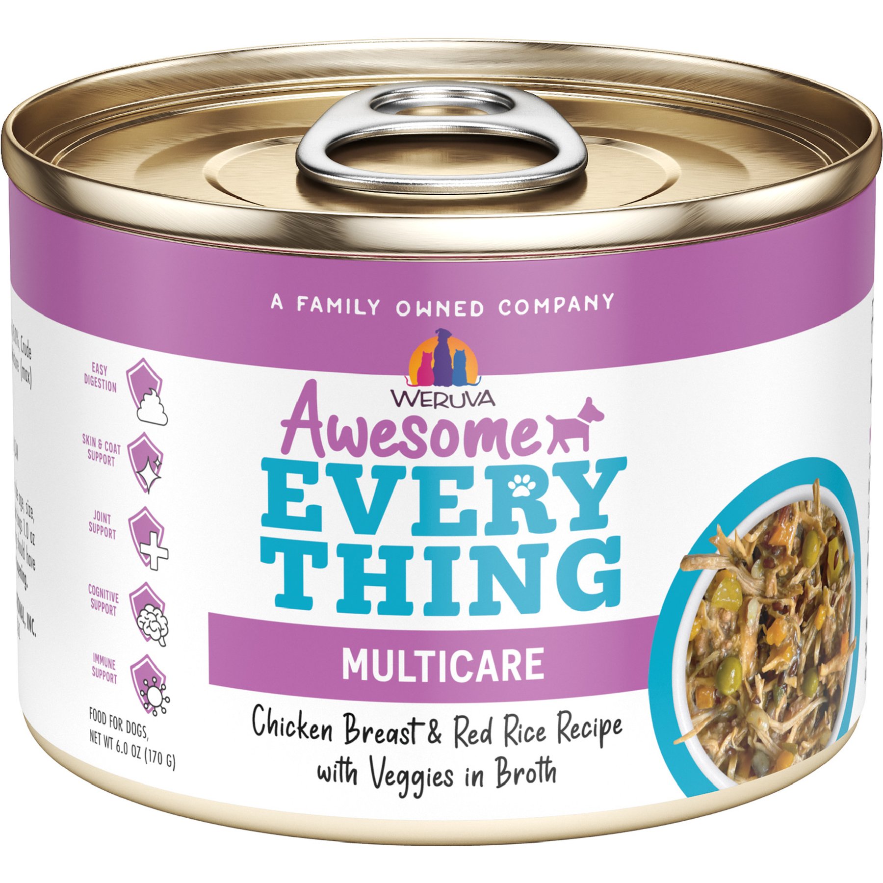 Weruva Awesome Everything Chicken Breast & Red Rice Recipe with Veggies Wet Dog Food, 6-oz can, case of 8