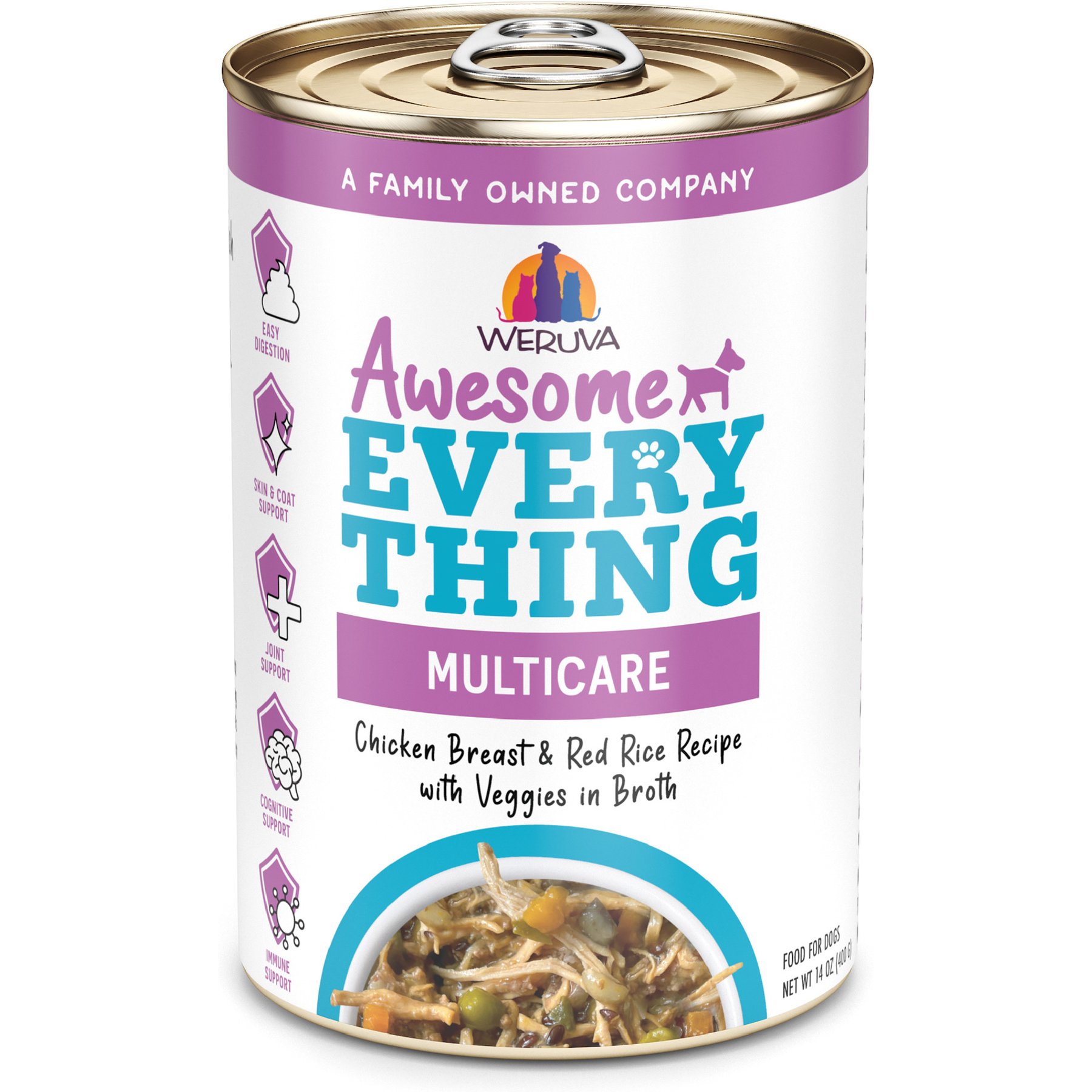 Weruva Awesome Everything Chicken Breast & Red Rice Recipe with Veggies Wet Dog Food, 14-oz can, case of 10