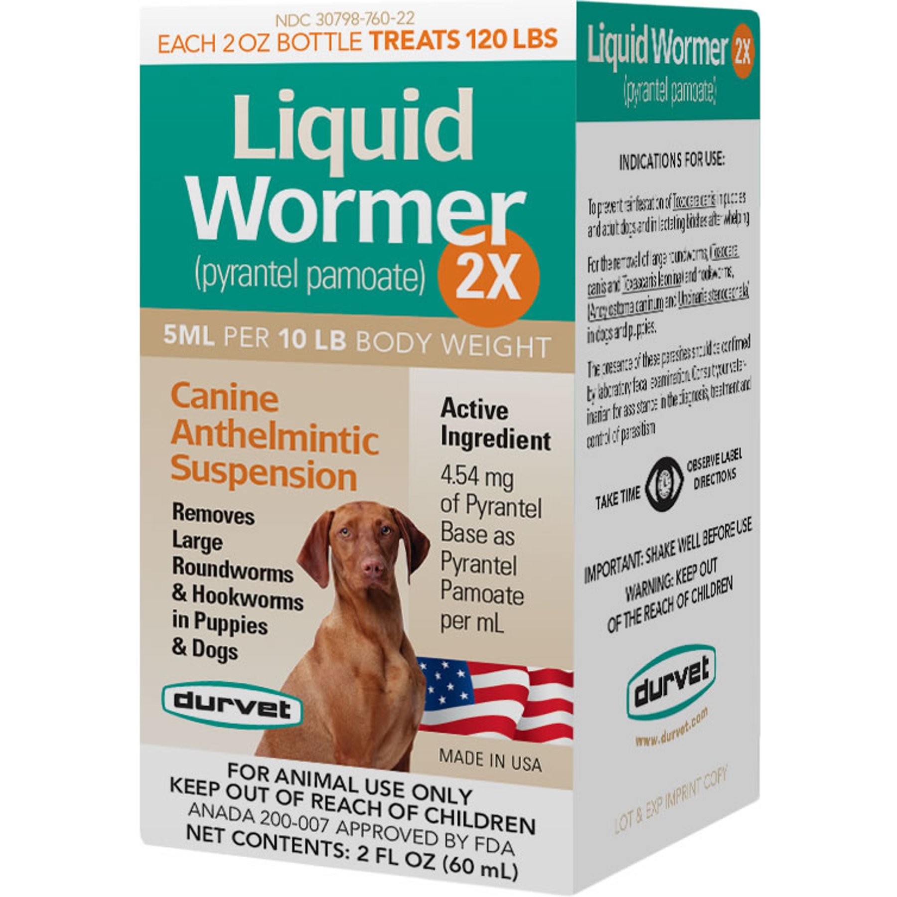 Durvet Liquid Wormer 2X Dog Dewormer, 2-fl oz bottle