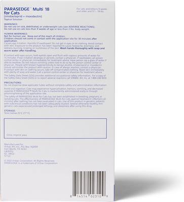 Show full view: PARASEDGE Multi Topical Solution for Cats, 9.1-18 lbs (Purple Box), 3 Doses (3-mos. supply) slide 4 of 4
