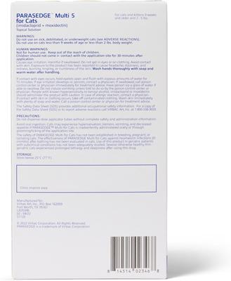 Show full view: PARASEDGE Multi Topical Solution for Cats, 2-5 lbs (Teal Box), 3 Doses (3-mos. supply) slide 4 of 4