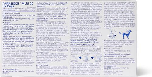 Show full view: PARASEDGE Multi Topical Solution for Dogs, 9.1-20 lbs (Blue Box), 3 Doses (3-mos. supply) slide 3 of 3