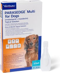 PARASEDGE Multi Topical Solution for Dogs, 9.1-20 lbs (Blue Box), 3 Doses (3-mos. supply) slide 1 of 3