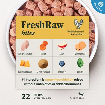 Show full view: Instinct Raw Frozen Adult Bites Grain-Free Cage-Free Chicken Recipe Dog Food, 12-lb bundle slide 4 of 12