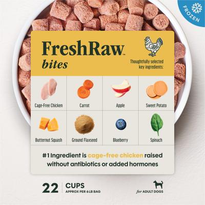 Show full view: Variety Pack - Instinct Frozen Raw Bites Grain-Free Cage-Free Chicken Recipe Dog Food, Beef & Lamb Flavors slide 6 of 10