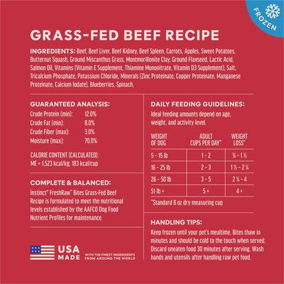 Show full view: Instinct Raw Frozen Adult Bites Grain-Free Real Beef Recipe Dog Food, 6-lb bag slide 9 of 11