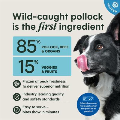 Show full view: Instinct Frozen Raw Bites Grain-Free Wild-Caught Alaskan Pollock Recipe Fresh Dog Food, 5.4-lb bag slide 7 of 10