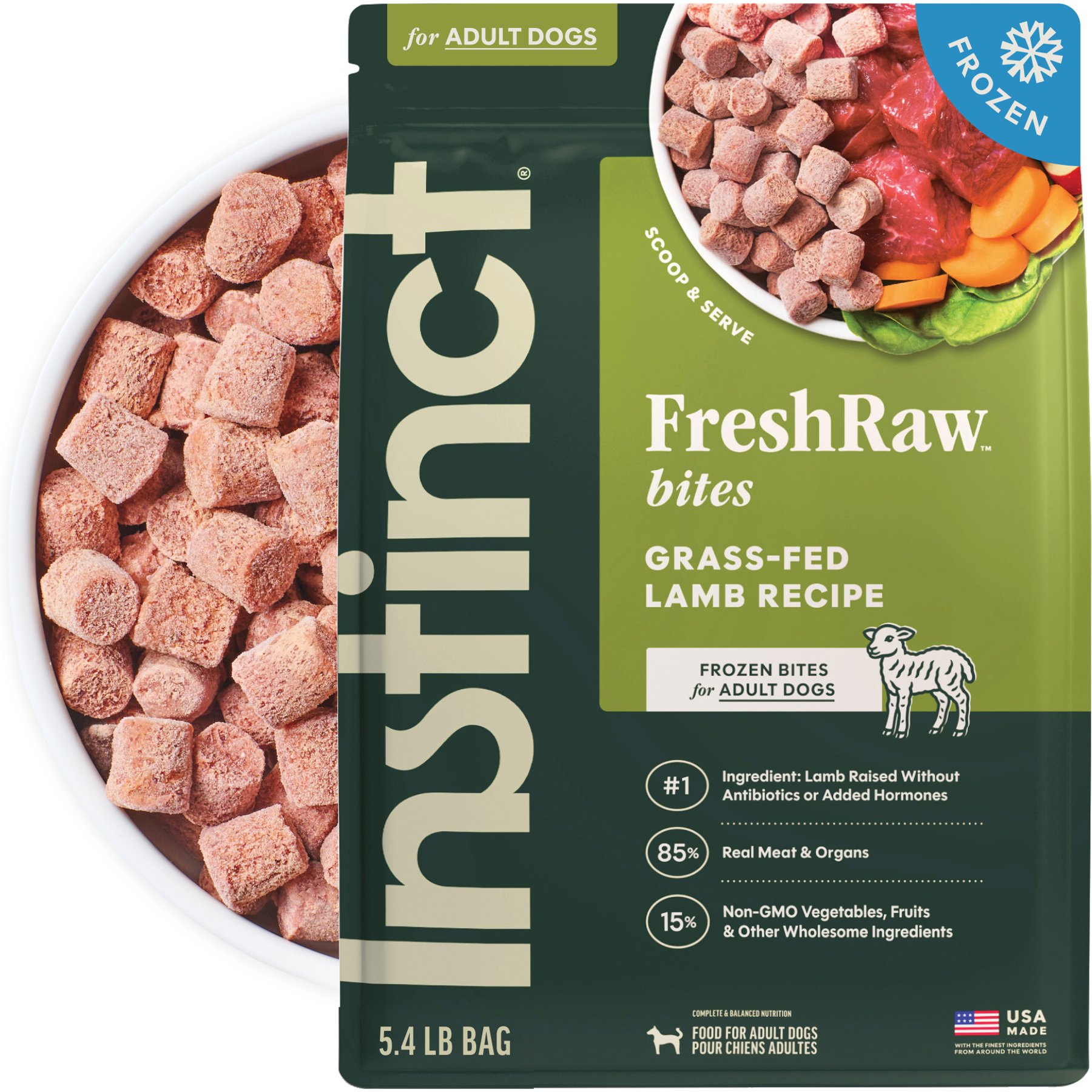 Instinct FreshRaw Bites Grass-Fed Lamb Recipe Dog Food, 16.2-lb bundle