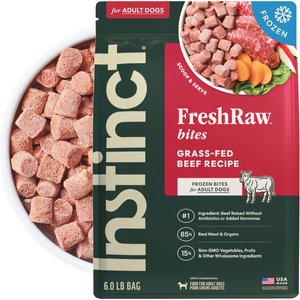 Instinct Raw Frozen Adult Bites Grain-Free Real Beef Recipe Dog Food, 6-lb bag