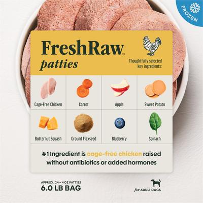 Show full view: Instinct Raw Frozen Adult Patties Grain-Free Cage-Free Chicken Recipe Dog Food, 6-lb bag slide 4 of 12