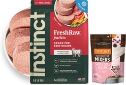 Instinct Frozen Raw Patties Real Beef Recipe Food + Freeze-Dried Raw Boost Mixers Skin & Coat Health Recipe Dog Food Topper