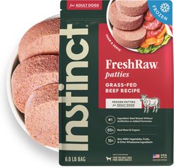 Instinct Raw Frozen Adult Patties Grain-Free Real Beef Recipe Dog Food, 6-lb bag