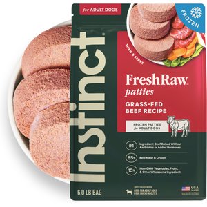 Instinct Raw Frozen Adult Patties Grain-Free Real Beef Recipe Dog Food, 6-lb bag