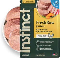 Instinct Raw Frozen Adult Patties Grain-Free Cage-Free Chicken Recipe Dog Food, 6-lb bag