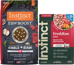 Instinct Raw Boost Recipe with Real Beef & Freeze-Dried Raw Pieces Dry Food + Frozen Raw Bites Real Beef Recipe Dog Food