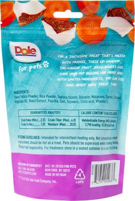 Show full view: Dole Plant Based Carrot & Coconut Dog Jerky Treats, 6-oz bag slide 3 of 6