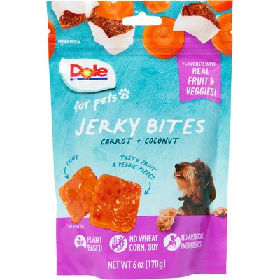 Dole Dole Plant Based Carrot & Coconut Dog Jerky Treats, 6-oz bag