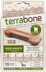 Terrabone Dental Bone Fresh Breath Dog Chew Treats, Small, 13 count