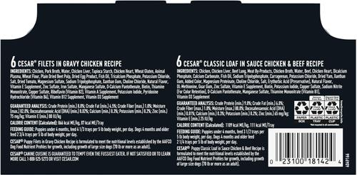 Show full view: Cesar Puppy Chicken Variety Pack Wet Dog Food, 3.5-oz tray, case of 12 slide 3 of 10