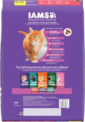 Show full view: Iams Proactive Health Kitten Salmon Recipe Dry Cat Food, 16-lb bag slide 3 of 10