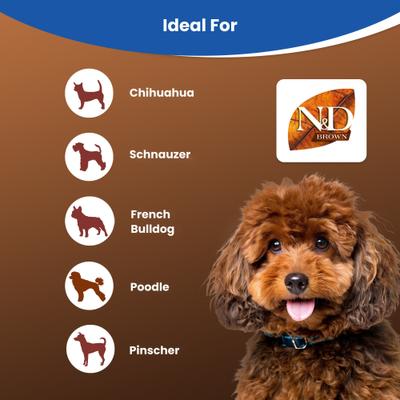 Show full view: Farmina N&D Brown Coat Lamb, Norwegian Kelp & Carrot Puppy Mini Dry Dog Food, 3.3-lb bag slide 5 of 10