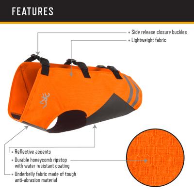 Show full view: Browning Full Coverage Dog Safety Vest, Orange/Black, Large slide 2 of 6