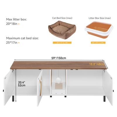 Show full view: Wooflex Wooden Scratching Pad & Hanging Hooks Cat Litter Box Enclosure, White, 18.8 x 20.4 x 59-in slide 3 of 6