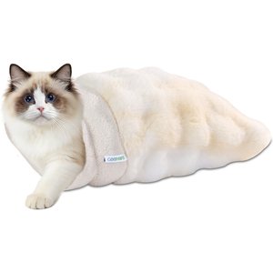 GOOPAWS 4 in 1 Self Warming Cat Sack Bed Cave, Cream