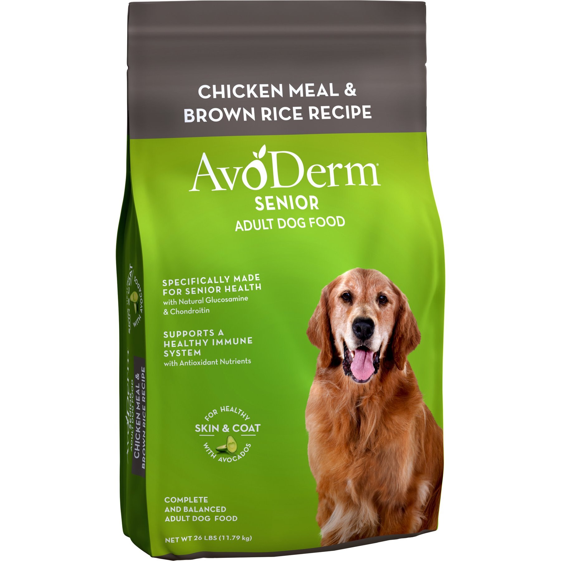 AvoDerm Natural Chicken & Brown Rice Senior Dry Dog Food, 26-lb bag