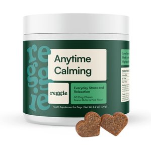 Reggie Anytime Calming Chew Peanut Butter & Pork Flavored Soft Chew Calming Supplement for Dogs, 60 count
