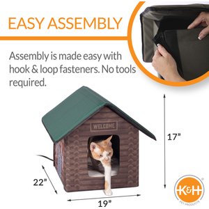 K&H Pet Products Outdoor Heated Kitty House Cat Shelter, Log Cabin