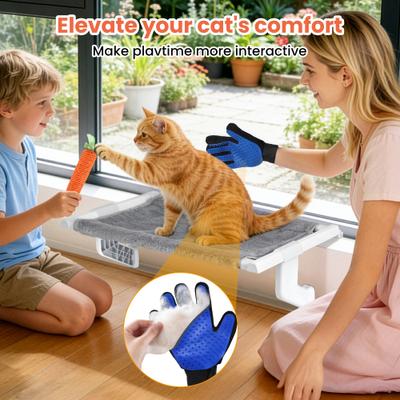 Show full view: HOMAGICO 2-in-1 Fleece Cat Window Hammock & Perch, 26 x 13-in, Grey slide 6 of 6