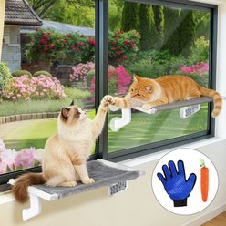 HOMAGICO 2-in-1 Fleece Cat Window Hammock & Perch, 22 x 13-in, Grey